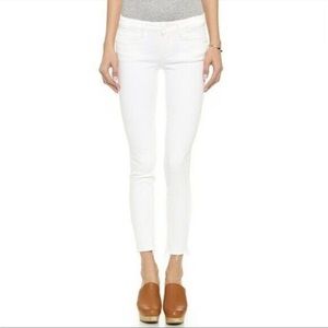 PAIGE Verdugo Crop Mid Rise Dice White Destructed Stretch Sz 27